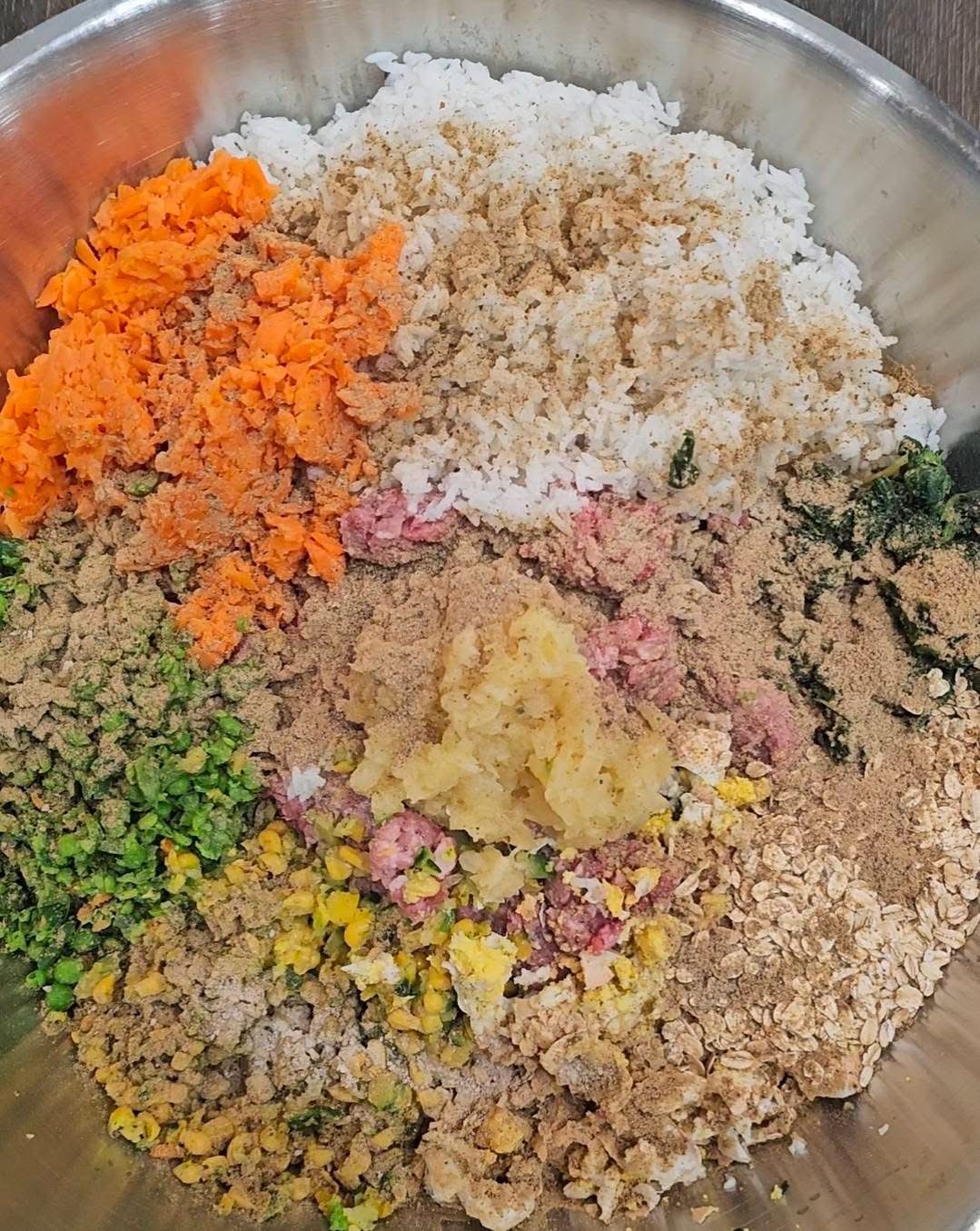 Ingredients prepared for a dog meal